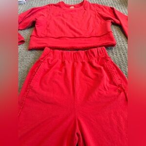 Free People Movement Red Two-Piece Fringe Sweats, Size L